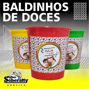 BALDINHO DE DOCES PLÁSTICO 12X13CM CORES VARIADAS  ADESIVO VINIL QUANTIDADE MÍNIMA - 10 UNIDADES