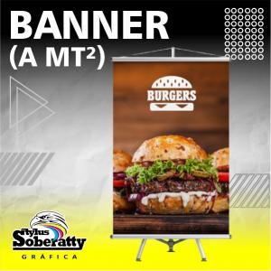 Banner com Tubete MT² Lona Front brilho 440g/m²  4/0 IMPRESSÃO BRILHO Com tubetes em PVC 