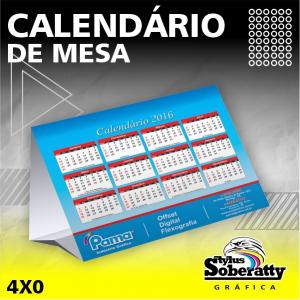 Calendário de Mesa 27x10cm Triplex 250g/m² 27x10 4/4 Verniz UV Frente 1/0 Corte Reto 
