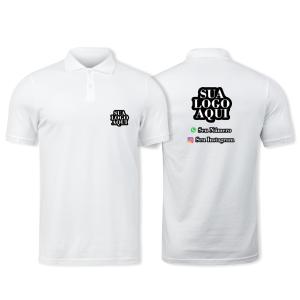 Camisa Polo Branca (peito e costas) Piquê 100% Poliéster A3 4/0   