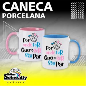 CANECA DE PORCELANA - INTERIOR E ALÇA COLORIDA PORCELANA 325 ML ALÇA E INTERIOR COLORIDOS RESINADO SUBLIMAÇÃO 