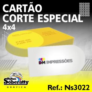 Cartão Corte Especial - 8,5x4,5cm - NS3022 Triplex 250g/m² 8,5x4,5CM 4X4 Verniz UV Frente 1/0 ARREDONDADO EM UMA LATERAL 
