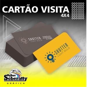 Cartão de Visita 4/4 (2 CANTOS ARREDONDADOS) Triplex 250g 9x5cm 4x4 Verniz Brilho Total Frente 2 cantos arredondados - Superior esquerdo/Inferior direito 