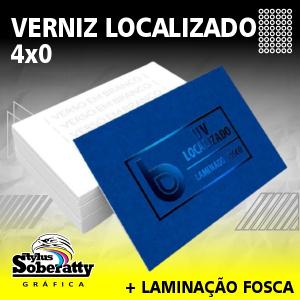 VERNIZ LOCALIZADO + LAMINAÇÃO FOSCA 4/0 Triplex 300g/m² 9X5CM 4x0 Verniz Localizado + Laminação Fosca 1/1  