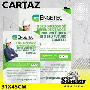 Cartaz A3 - 31x45cm - 4/4 Triplex 250g 31x45 4/0  Corte reto 