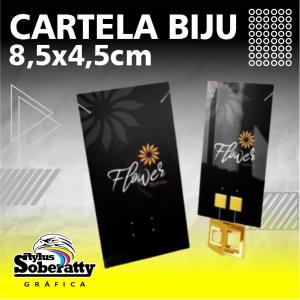 Cartela Biju 8,5x4,5cm Triplex 250g/m² 8,5X4,5CM 4x0 Verniz UV Frente 1/0  