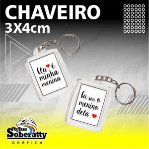 Chaveiro acrílico 3x4cm ACRÍLICO 3X4CM TRANSPARENTE  PAPEL FOTOGRÁFICO INTERNO 