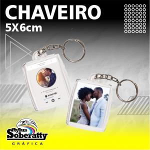Chaveiro acrílico 5x6CM ACRÍLICO 5X6CM TRANSPARENTE  PAPEL FOTOGRÁFICO INTERNO 
