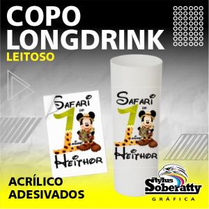 COPO LONG DRINK - LEITOSO ACRÍLICO 6X15,5CM CORES VARIADAS  ADESIVO VINIL QUANTIDADE MÍNIMA - 10 UNIDADES