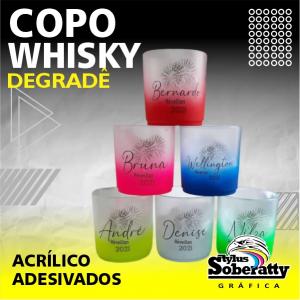 COPO WHISKY DEGRADÊ ACRÍLICO 8X8,5CM CORES VARIADAS  ADESIVO VINIL QUANTIDADE MÍNIMA - 10 UNIDADES
