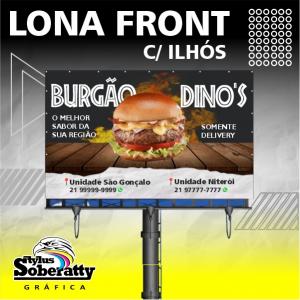 Lona Brilho 440g/m² com ilhós Lona Front brilho 440g/m² Personalizado 4/0  Bainha e ilhós niquelado (Margem de 5cm em cada lado para a colocação do ilhós) 