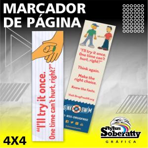 Marcador de Página 5x18cm - 4/4 Triplex 250g/m² 5x18 4/4 Verniz UV Frente 1/0 Corte Reto 