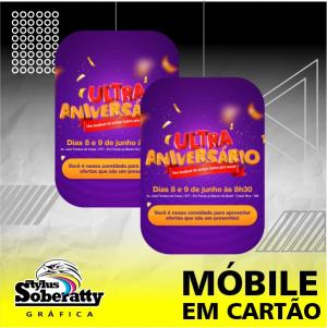 Móbile Cartão 30x42 Cartão DuoDesign 300g/m² 30x42 4/4 Verniz UV 1/1 Furo central 