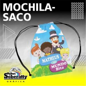 Mochilinha de Tecido 30x40cm MICROFIBRA 30x40cm SUBLIMAÇÃO TOTAL  COSTURADA / 2 ALÇAS 