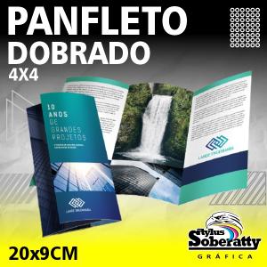 PANFLETO 2 DOBRAS - 20X9CM - 90GM/² Couchê 90g/m² 20X28CM ABERTO (20X9CM DOBRADO) 4X4  2 DOBRAS PERSONALIZADO FRENTE + VERSO