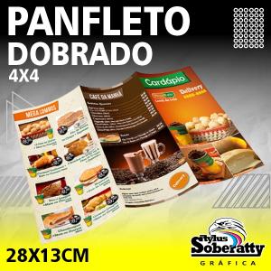 PANFLETO 2 DOBRAS - 28X13CM - 90GM/² Couchê 90g/m² 28X40CM ABERTO (20X13CM DOBRADO) 4X4  2 DOBRAS PERSONALIZADO FRENTE + VERSO