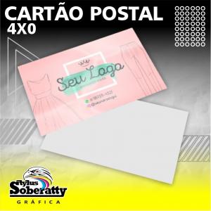 Cartão Postal 10x18cm - 4/0 Triplex 250g 10X18cm 4/0 Verniz Brilho Total Frente Corte reto 