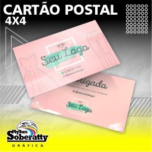 Cartão Postal 10x18cm - 4/4 Triplex 250g 10x18cm 4/4 Verniz Brilho Total Frente Corte reto 