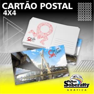 Cartão Postal 9x15cm - 4/4 Triplex 250g 9x15cm 4/4 Verniz Brilho Total Frente Corte reto 