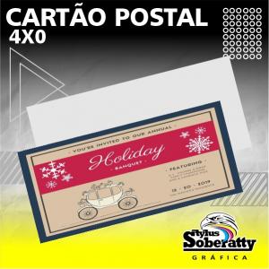 Cartão Postal 9x20cm - 4/0 Triplex 250g 9x20cm 4/0 Verniz Brilho Total Frente Corte reto 