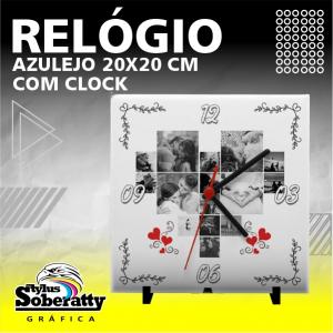 AZULEJO RELÓGIO 20x20cm AZULEJO CERÂMICO 20X20CM PERSONALIZADO RESINADO SUBLIMAÇÃO COM MOTOR CLOCK