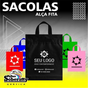 Sacola Alça Fita 40x50 Plástico 0,3mm 40x50 1/0  Alça Fita Várias Cores