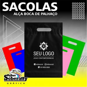 Sacola boca de palhaço 40x50cm Plástico 0,3mm 40x50 1/0  Alça Boca de Palhaço Várias Cores