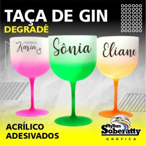 TAÇA DE GIN DEGRADÊ ACRÍLICO 10X20CM CORES VARIADAS EM DEGRADÊ  ADESIVO DE VINIL QUANTIDADE MÍNIMA - 10 UNIDADES